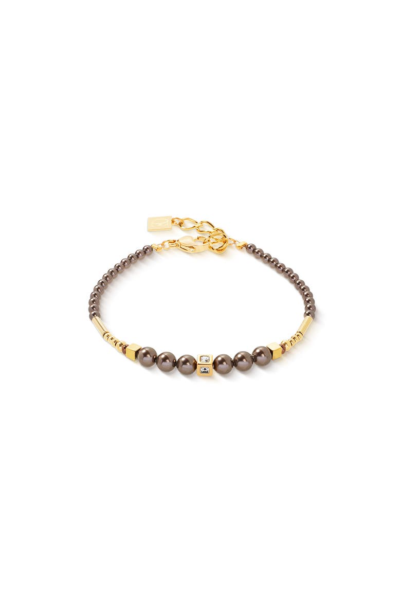 COEUR DE LION Shimmering Princess Pearls Gold Bracelet, Main, color, Brown