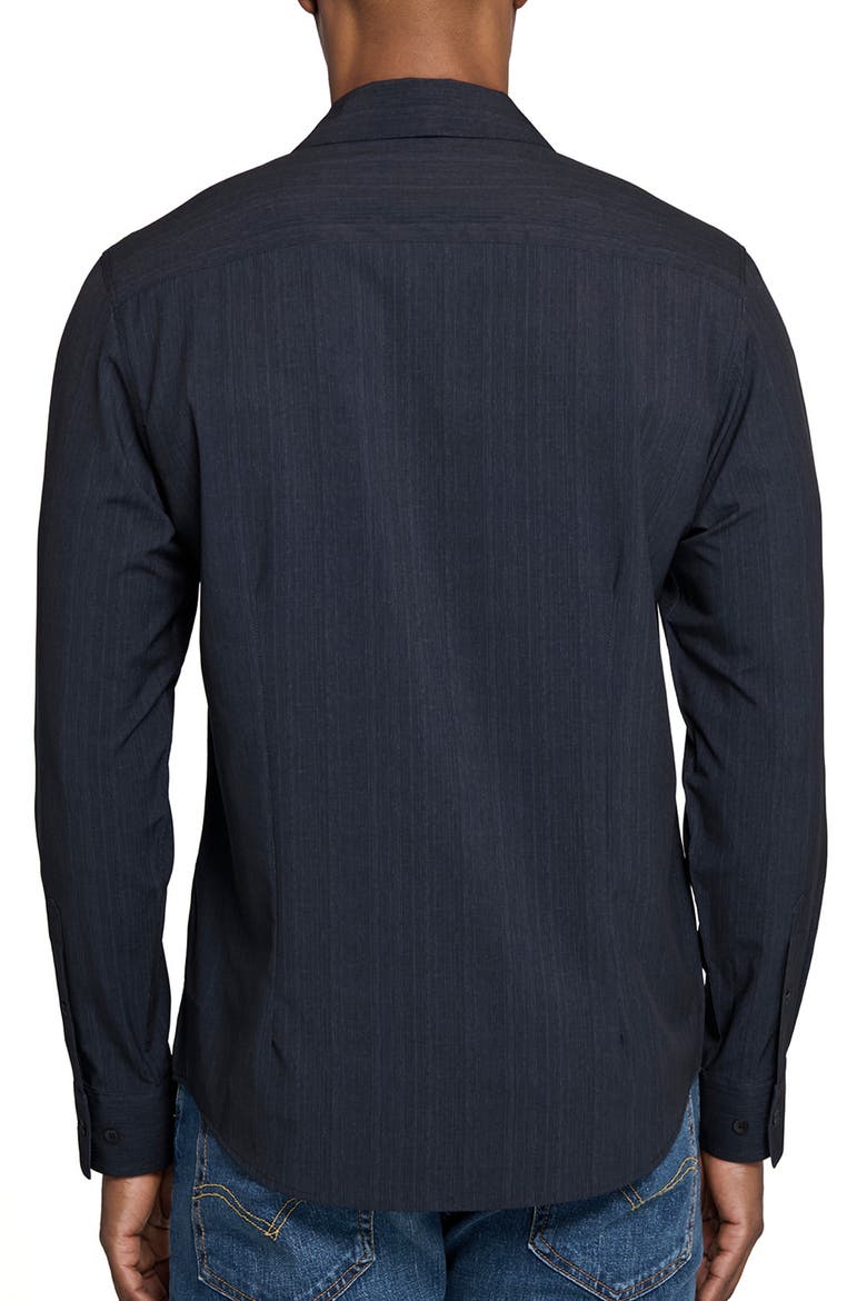 Slim Fit Navy Abstract Stripe Performance Button-Up Shirt, Alternate, color, NAVY