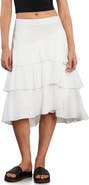 Wash Lab Denim Petal Tiered Denim Midi Skirt