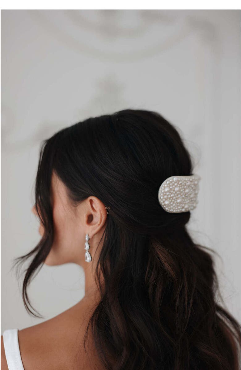 Untamed Petals Bridgette Pearl Barrette, Alternate, color, Pearl