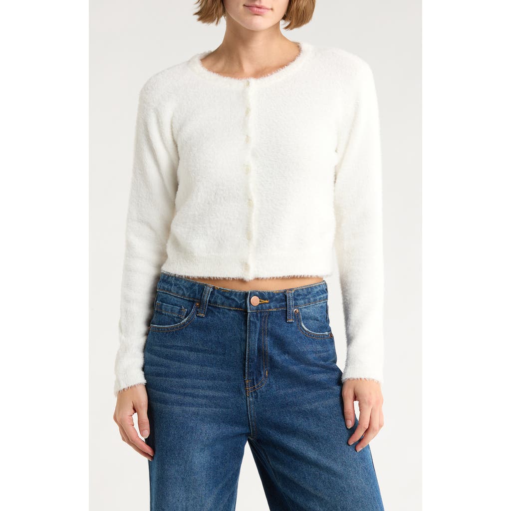 Abound Eyelash Knit Cardigan In White