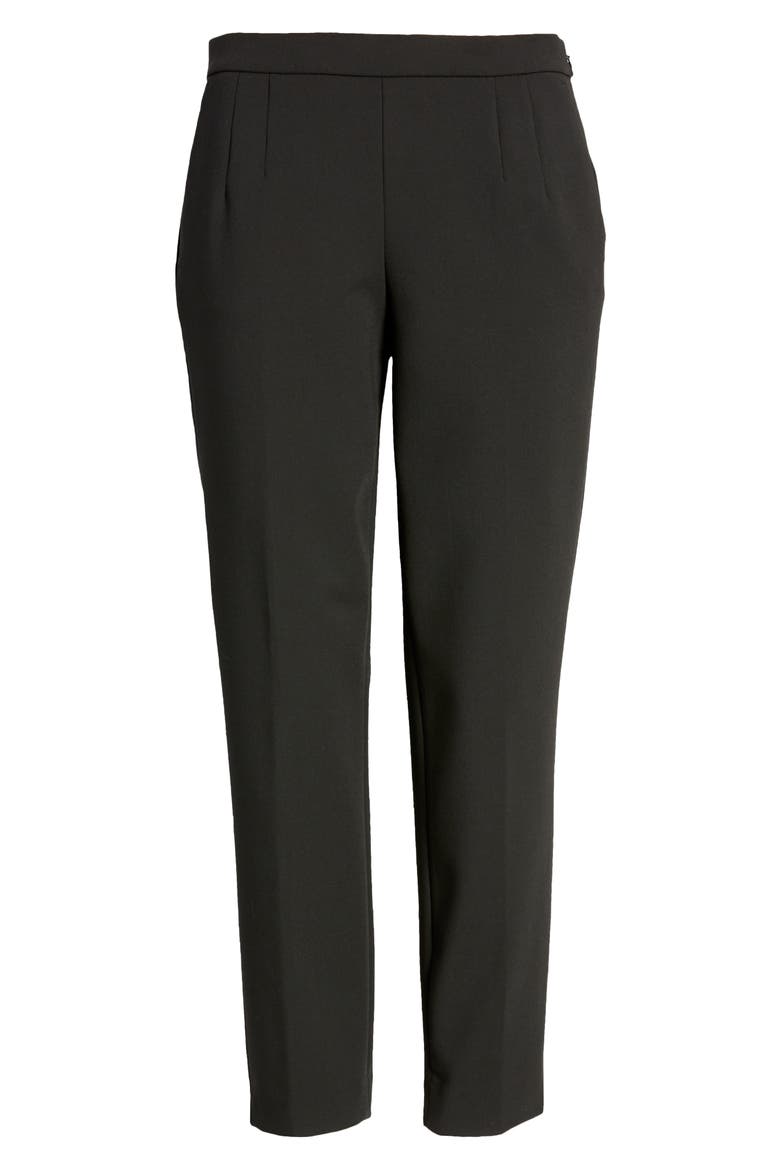 Slim Stretch Crepe Pants (Nordstrom Exclusive), Alternate, color, BLACK
