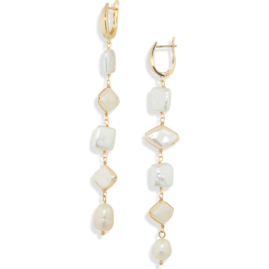 Panacea Faux Pearl Linear Drop Earrings In White