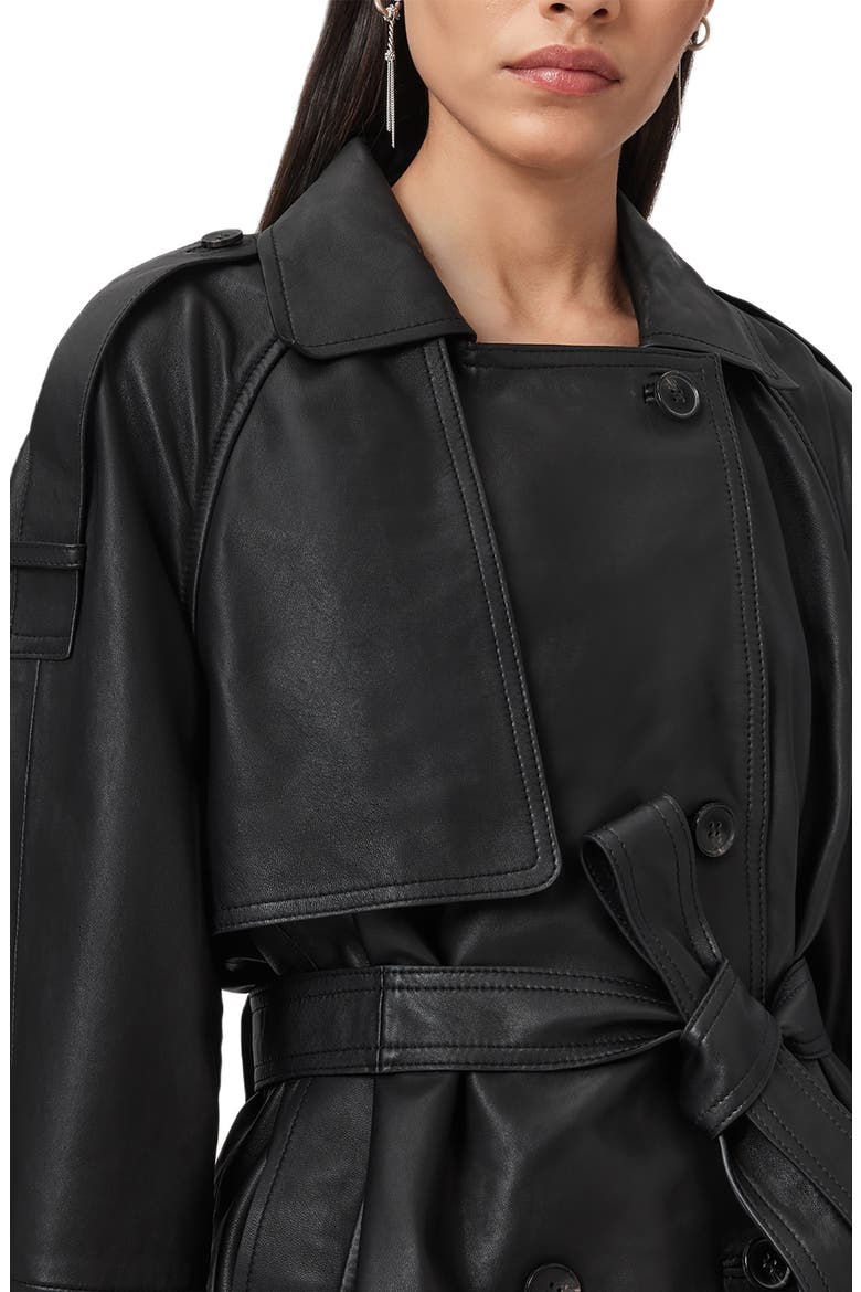 Reed Leather Trench Jacket, Alternate, color, BLACK