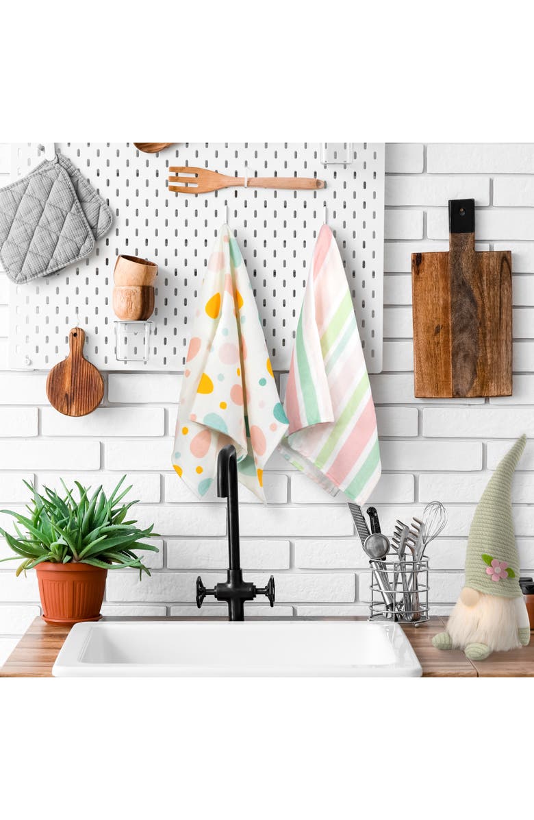 Northlight Stripes and Easter Eggs Kitchen Tea Towels - 26" - Set of 2, Alternate, color, White