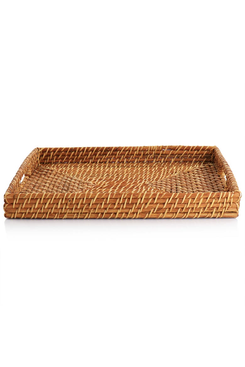 16 Inch Rattan Woven Serving Tray, Alternate, color, Brown