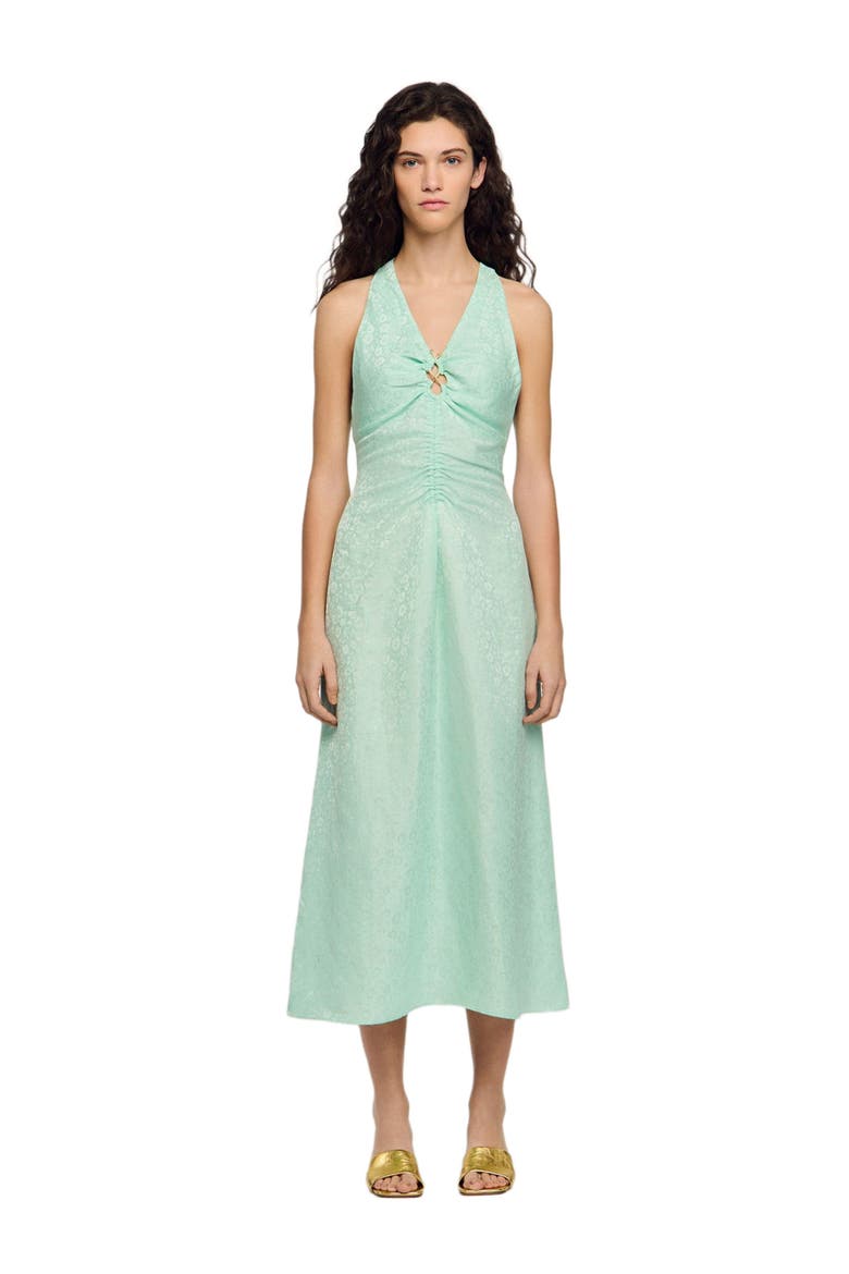 Floral print V-neck maxi dress, Main, color, Light green