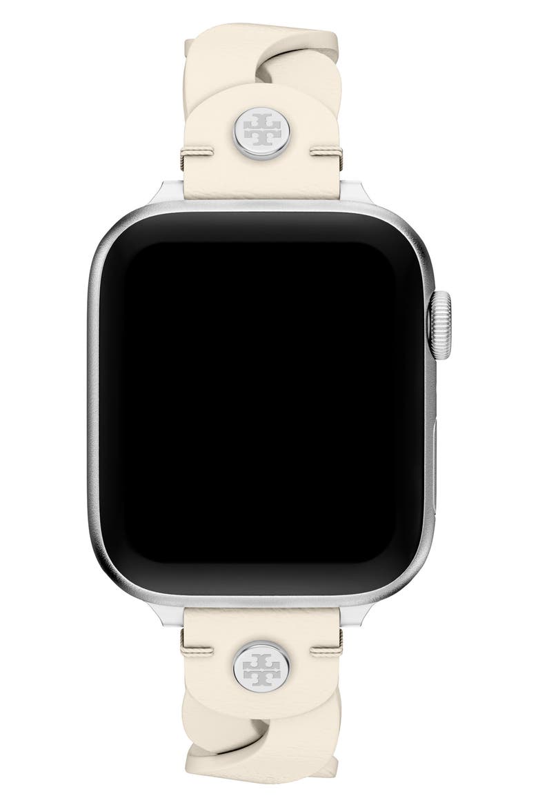 The Miller Braided Leather 20mm Apple Watch® Watchband, Main, color, IVORY