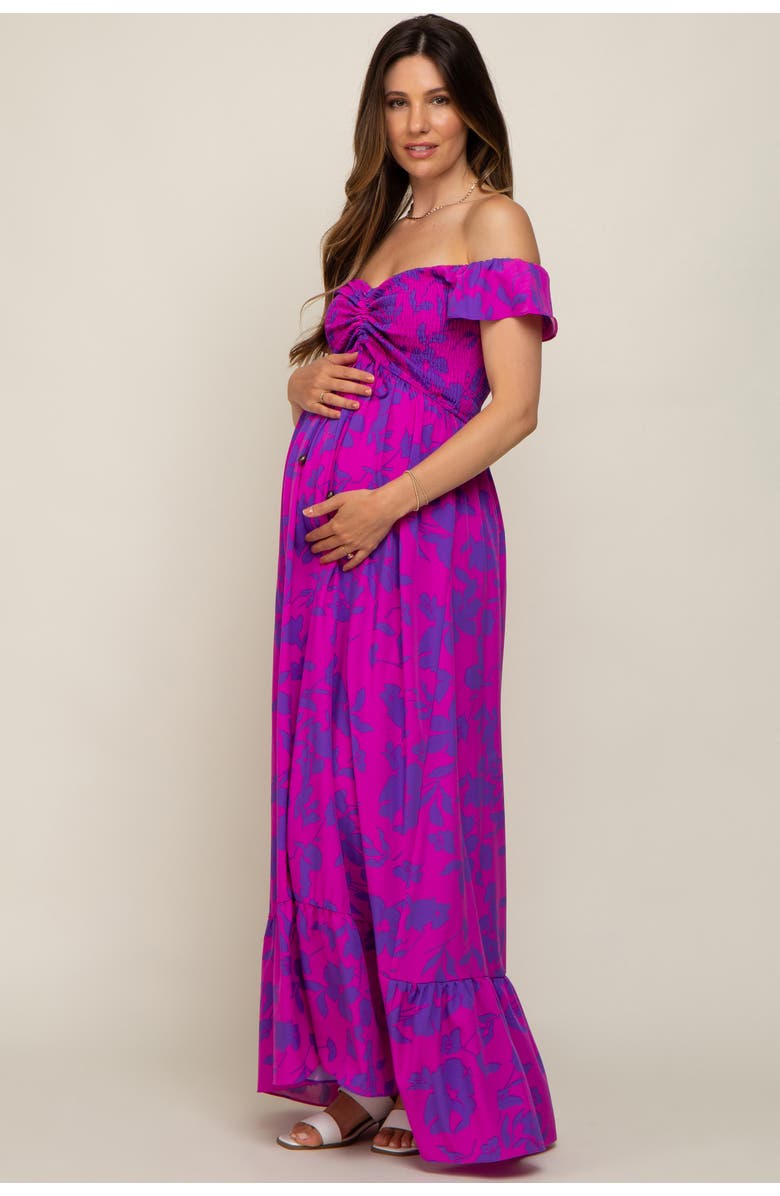 PinkBlush Floral Smocked Cinched Top Maxi Dress, Alternate, color, Magenta