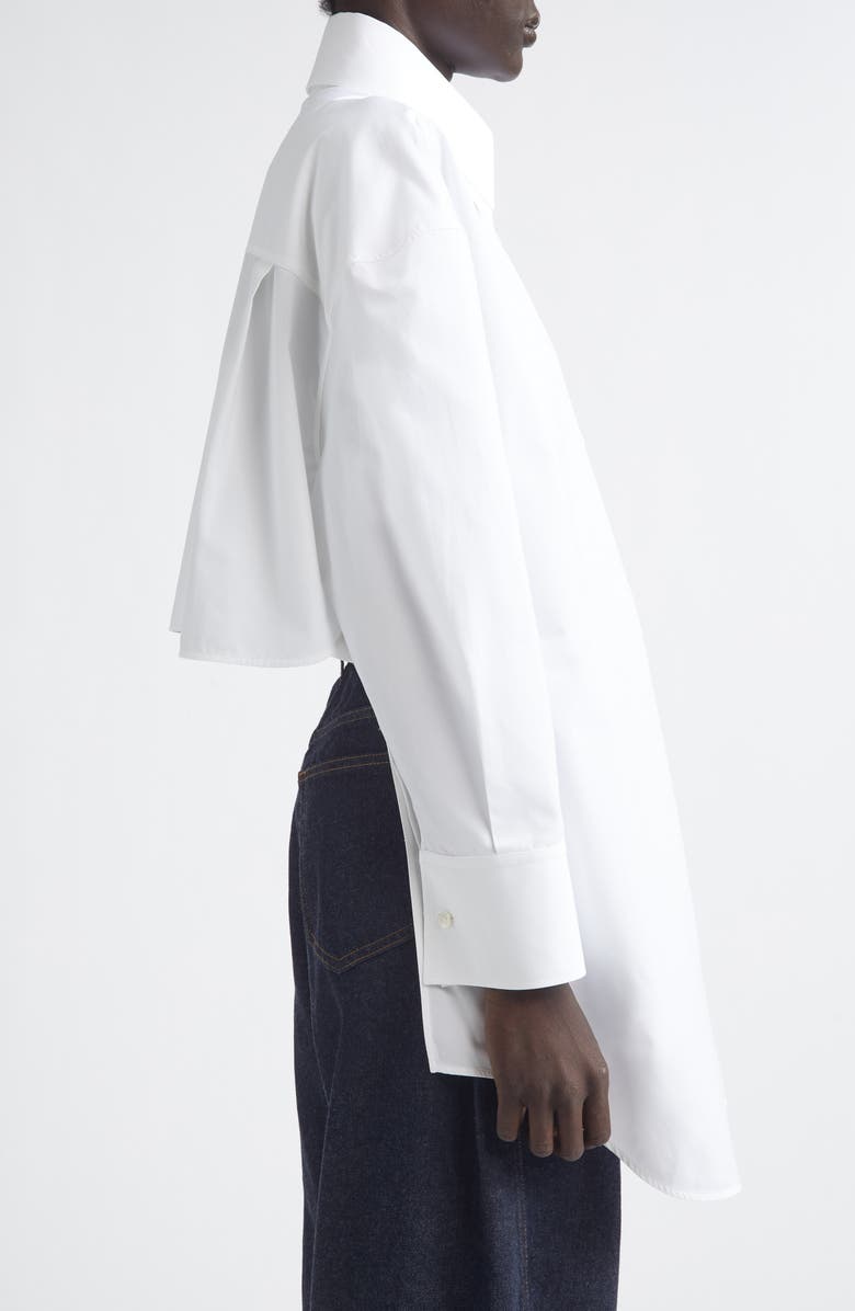 Givenchy High Low Tie Front Poplin Button-Up Shirt, Alternate, color, White