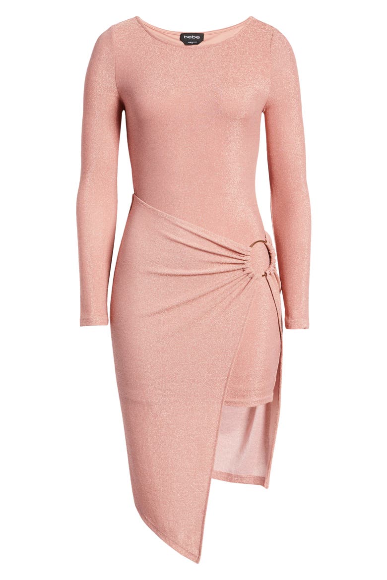 Ring Detail Sparkle Long Sleeve Knit Dress, Alternate, color, ROSE