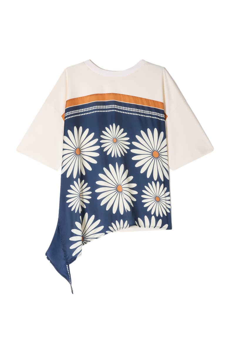 SANDRO Scarf print T-shirt, Alternate, color, Deep Blue / Ocher