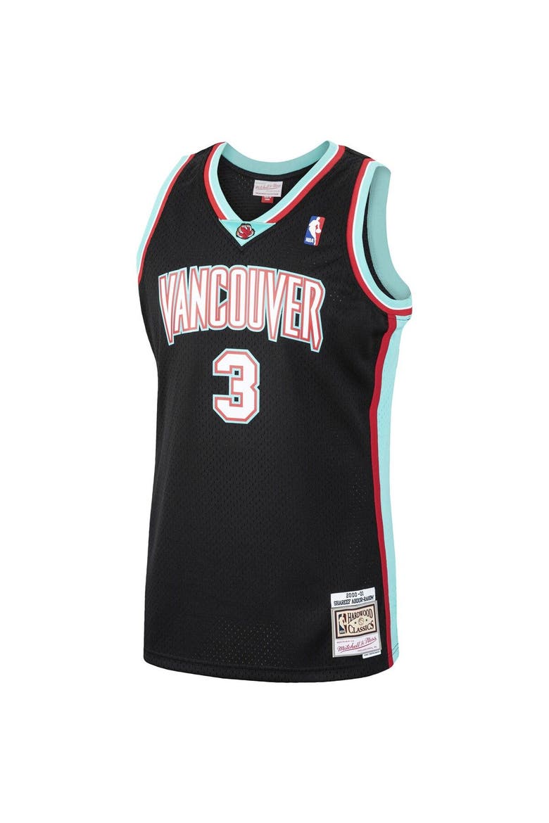 Men's Mitchell & Ness Shareef Abdur-Rahim Black Vancouver Grizzlies 2000/01 Hardwood Classics Swingman Jersey, Alternate, color, Black