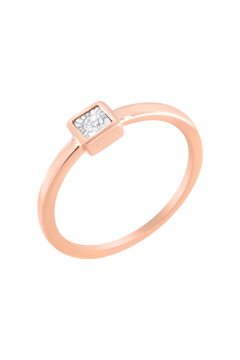 14K Rose Gold Plated Silver Miracle Set Diamond Promise Ring, Main, color, Rose Gold over Silver