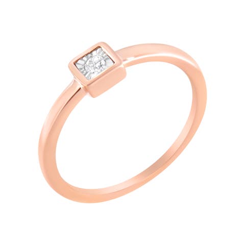 14K Rose Gold Plated Silver 1/20 cttw Miracle Set Diamond Promise Ring