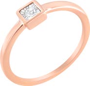 Haus of Brilliance 14K Rose Gold Plated Silver Miracle Set Diamond Promise Ring