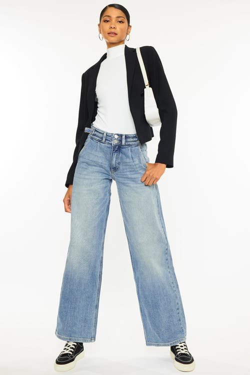 Kancan Promise High Rise Wide Leg Jeans In Medium Wash