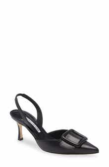 Manolo Blahnik Maysli Buckle Slingback Pointed Toe Pump