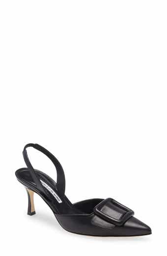 Manolo Blahnik Maysli Buckle Slingback Pointed Toe Pump