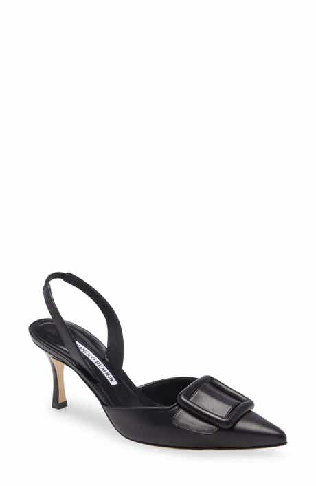 Manolo Blahnik Maysli Buckle Slingback Pointed Toe Pump
