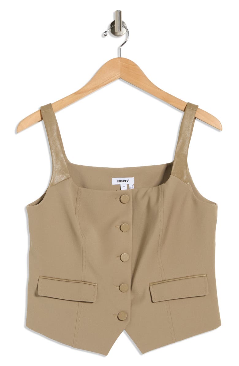 DKNY Button Front Vest, Main, color, Taupe