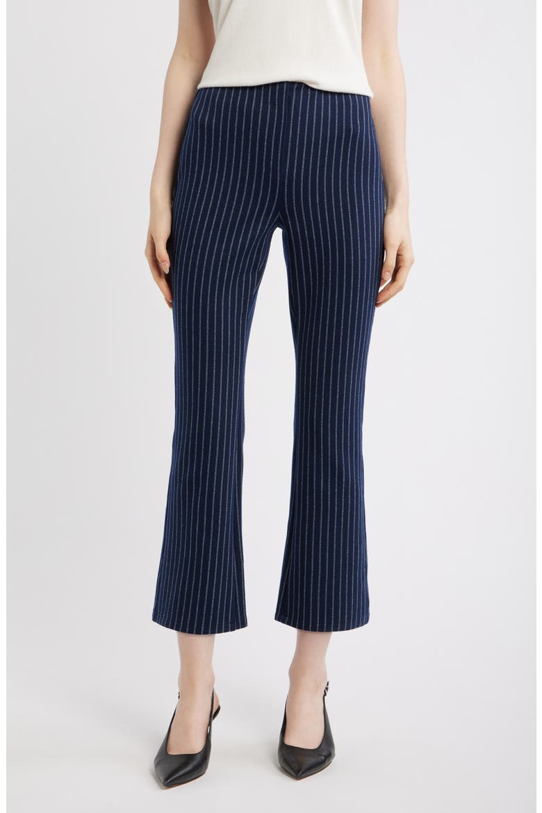 Pinstripe Crop Kick Flare Pants, Main, color, NAVY MULTI