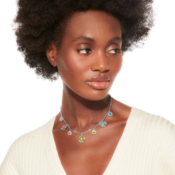 Flower Stone Charm Necklace