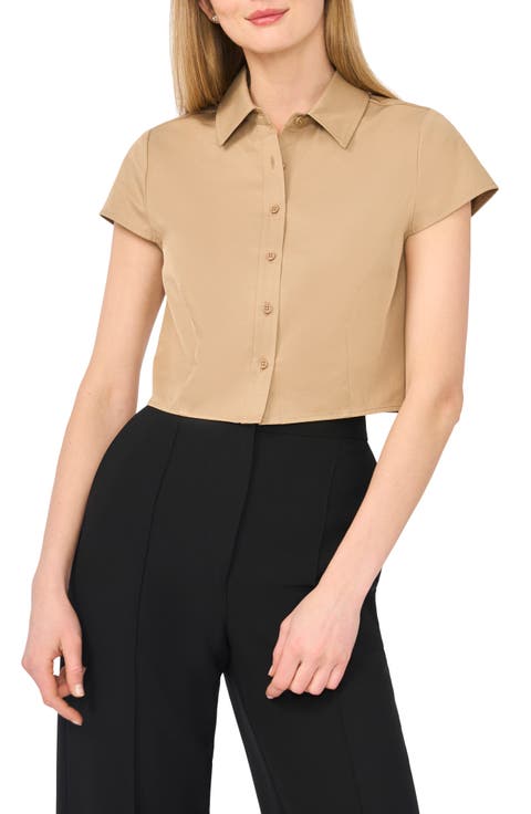 Cap Sleeve Button-Up Shirt