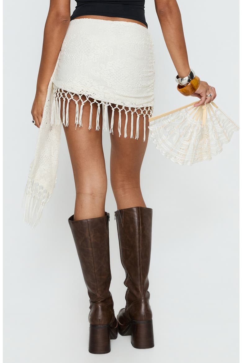 Winita Macrame Tassel Miniskirt, Alternate, color, CREAM