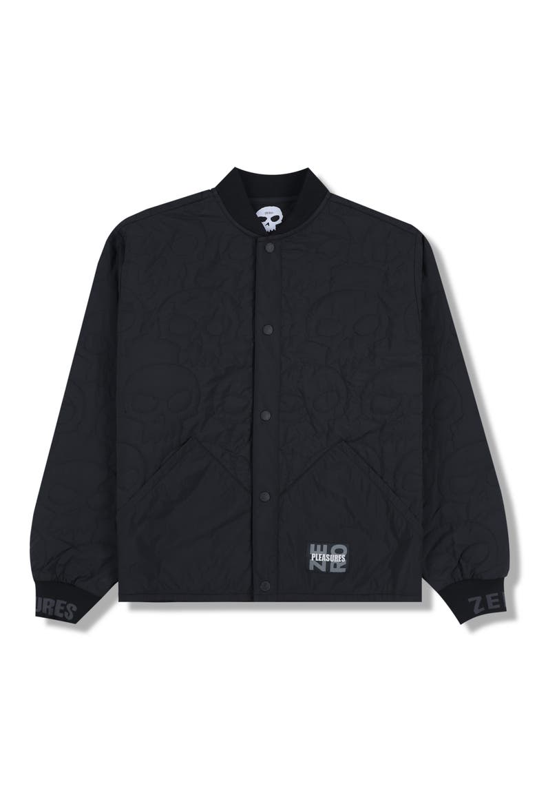 X Zero Skateboards Thomas Quilted Bomber Jacket, Alternate, color, BLACK