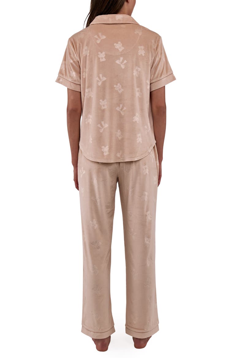 Addie Teddy Bear Embossed Pajamas, Alternate, color, TAN