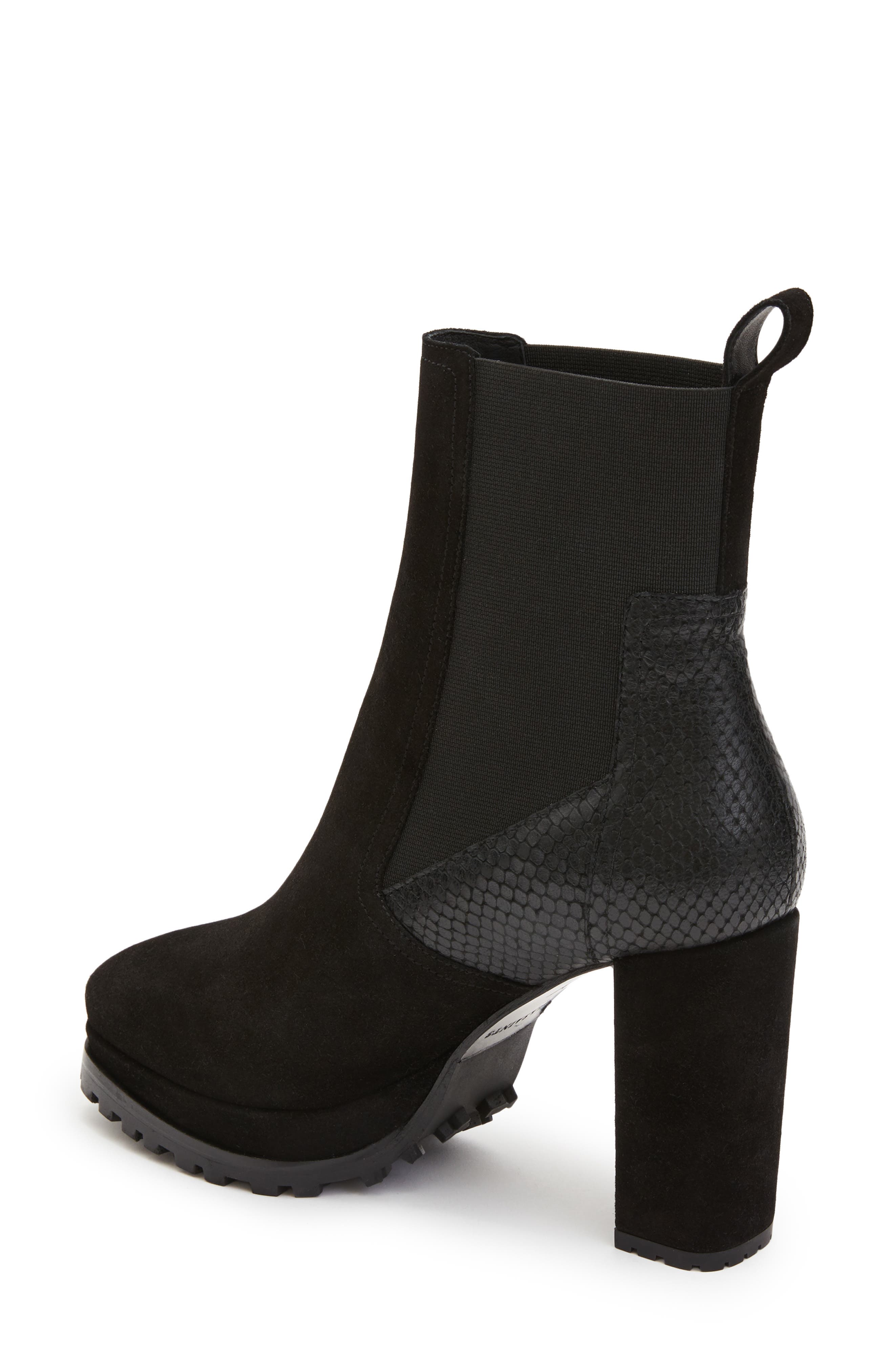 AllSaints Sahara Snakeskin Embossed Suede Bootie, Alternate, color, 