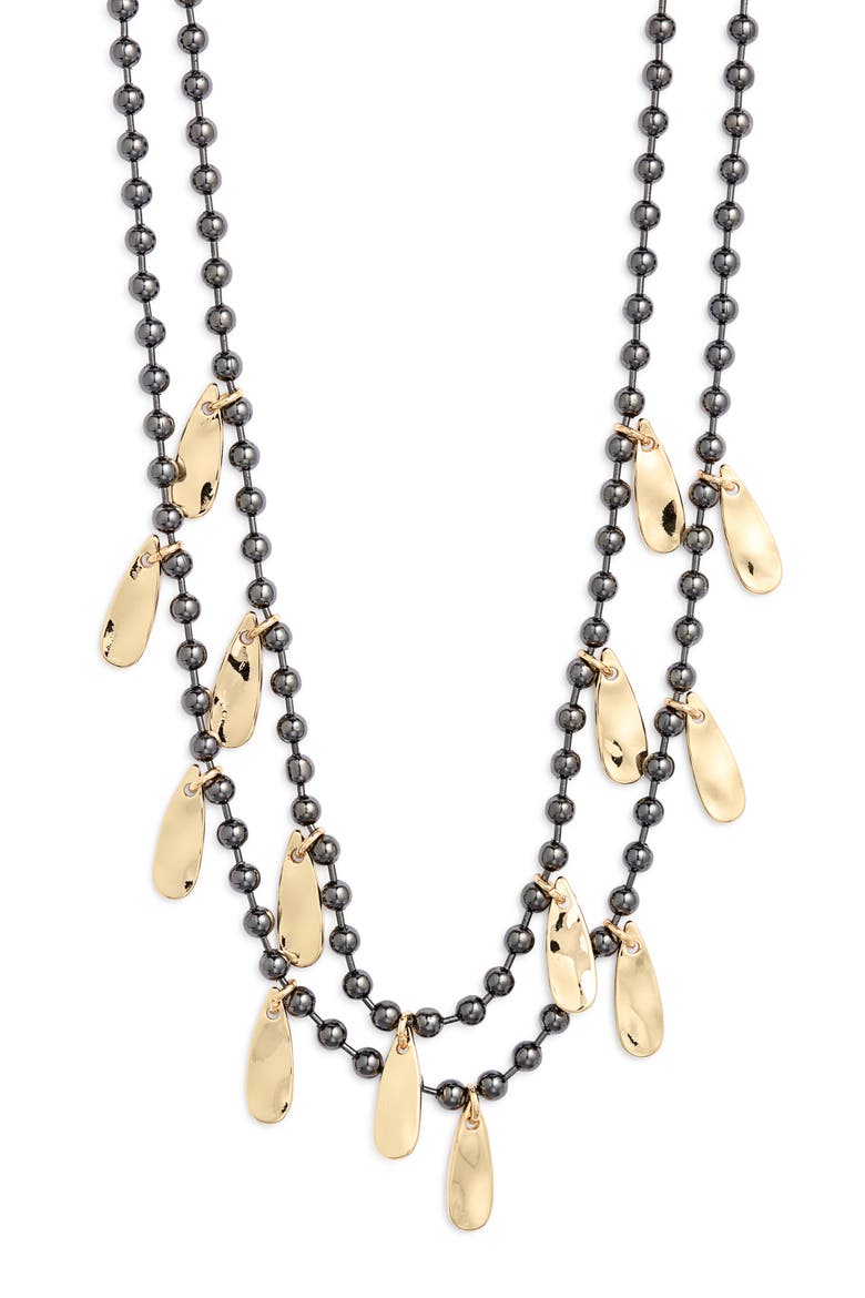 Layered Drops Ball Chain Necklace, Main, color, SILVER- GOLD