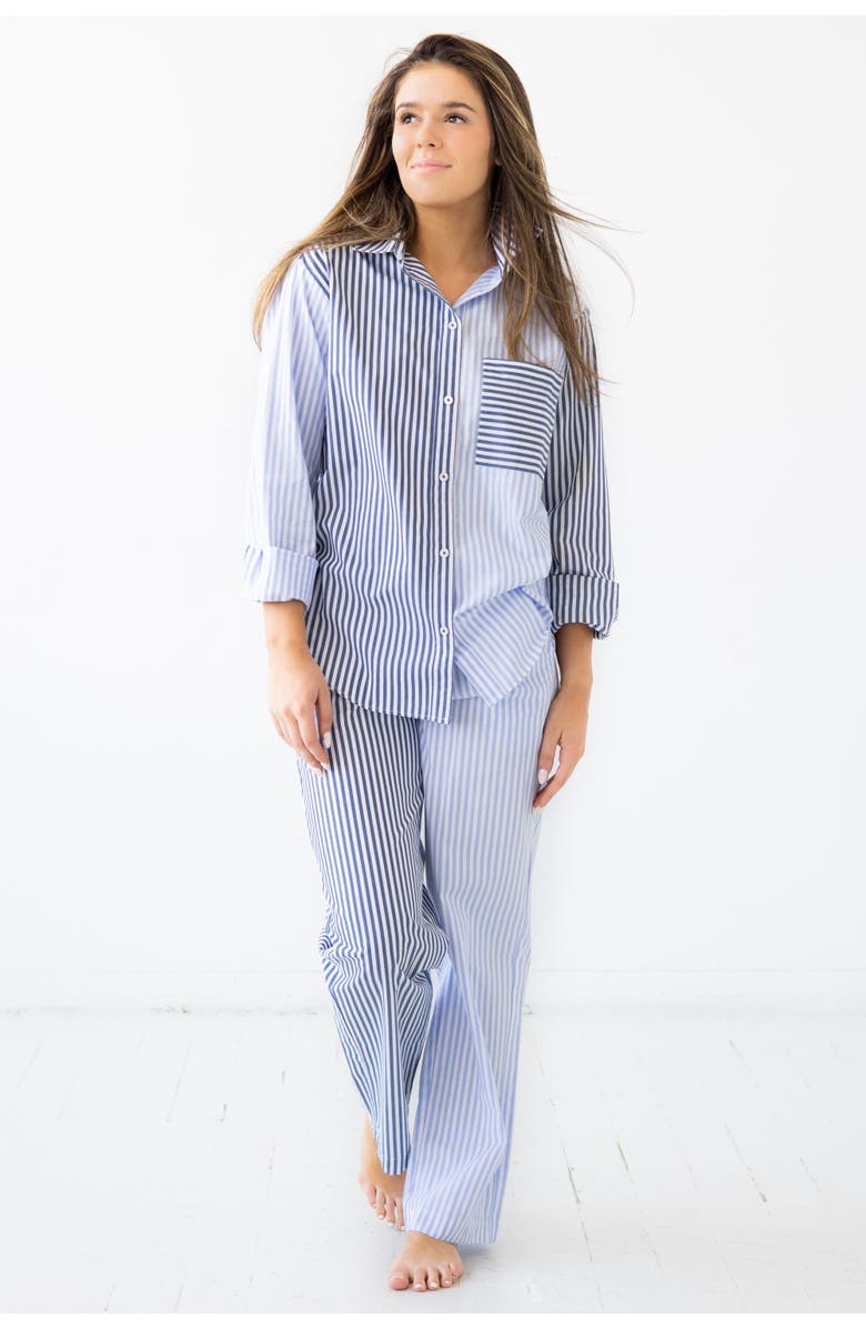 SALUA Amalfi Stripes Resort Full Length Set, Main, color, Light Blue-Navy