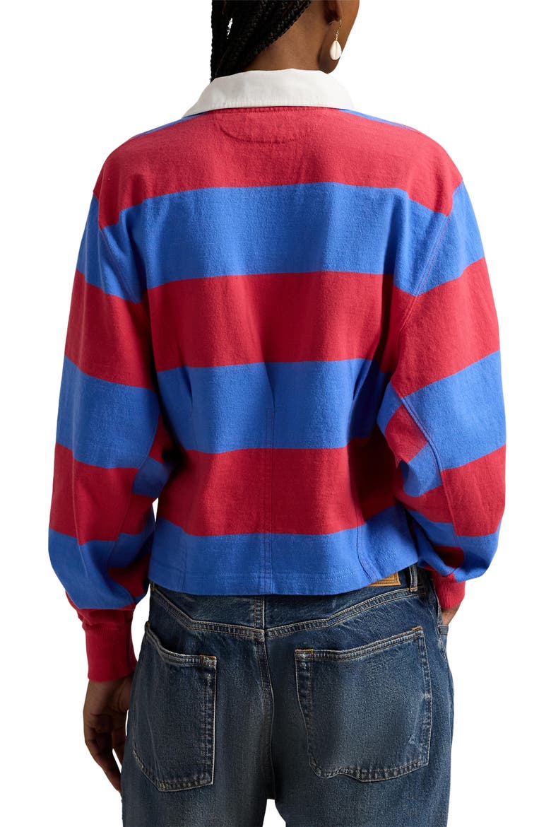 Stripe Jersey Rugby Shirt, Alternate, color, SUNSET RED/ GREENWICH BLUE