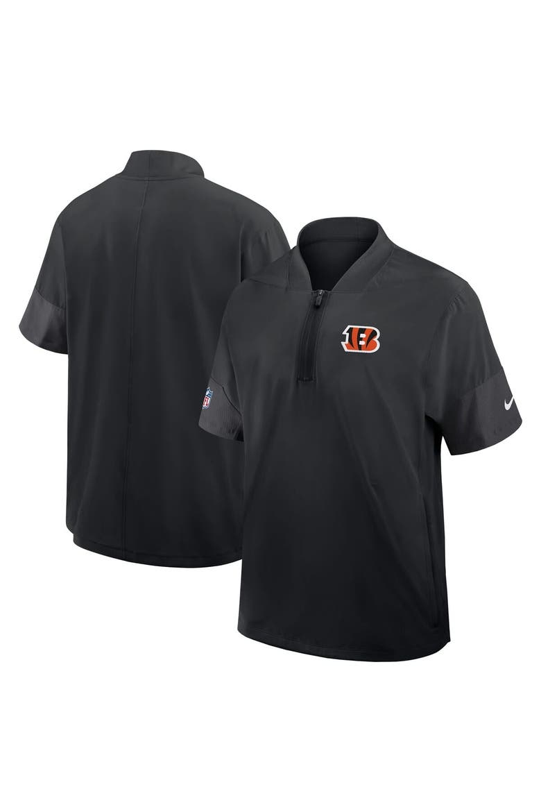 Men's Nike Black Cincinnati Bengals Sideline Short Sleeve Quarter-Zip Performance Coach Jacket, Alternate, color, Black