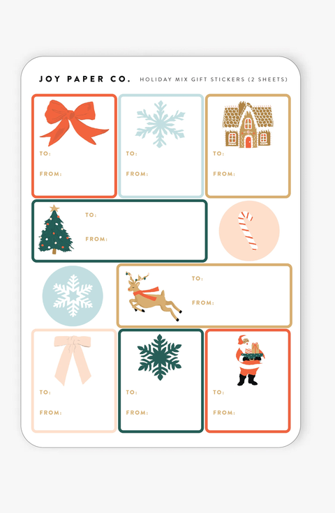 Holiday Mix Illustrated Gift Tag Sticker Sheets