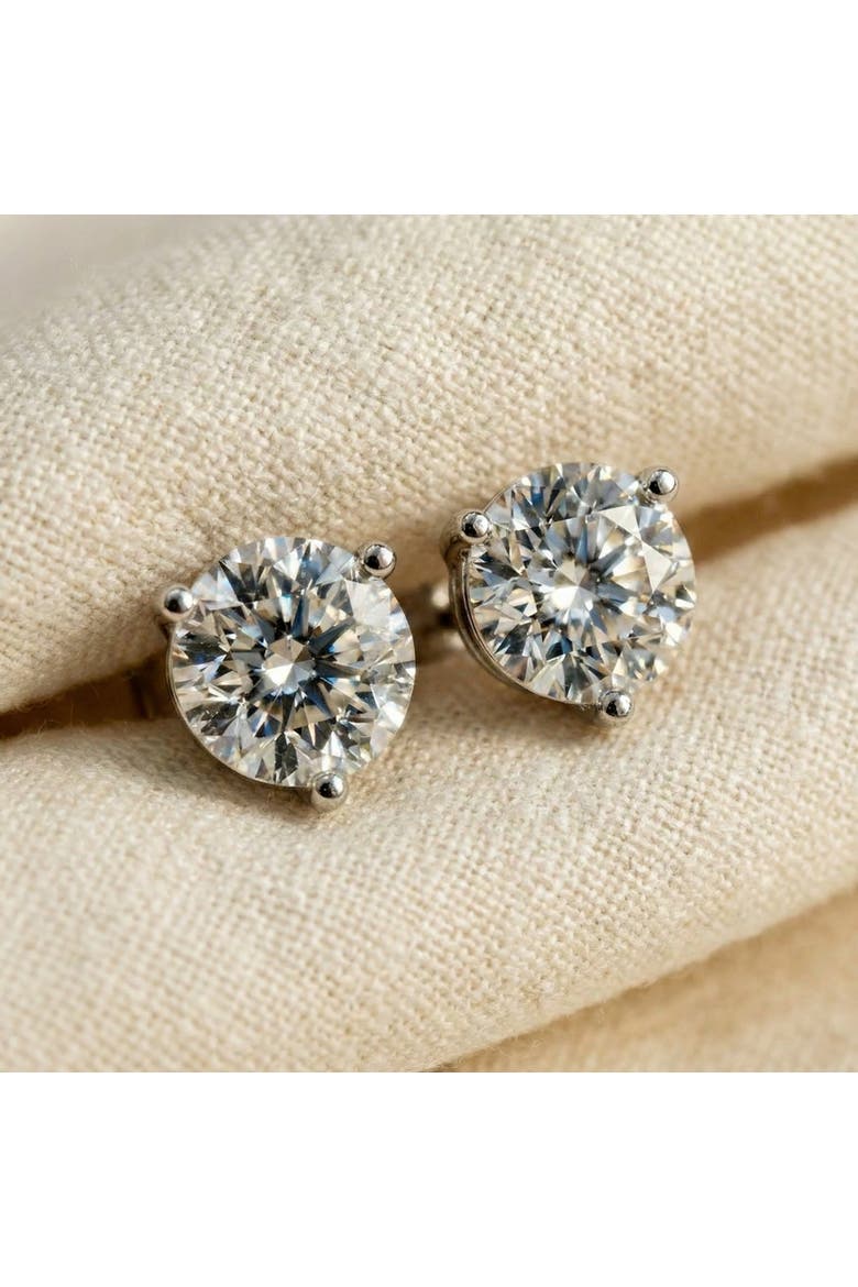 2Ct TW Round Diamond Studs 14k Gold Lab Grown, Alternate, color, 14k White Gold