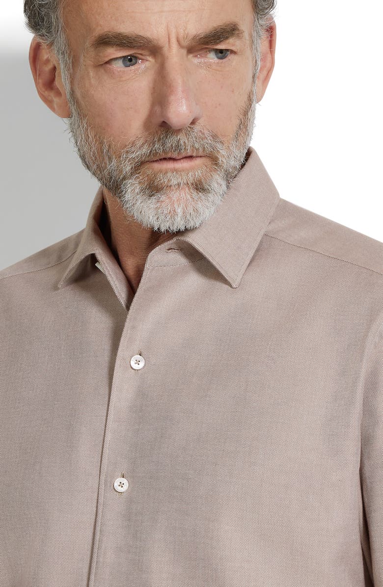 ZEGNA Cashco Cotton & Cashmere Oxford Button-Up Shirt, Alternate, color, Light Taupe