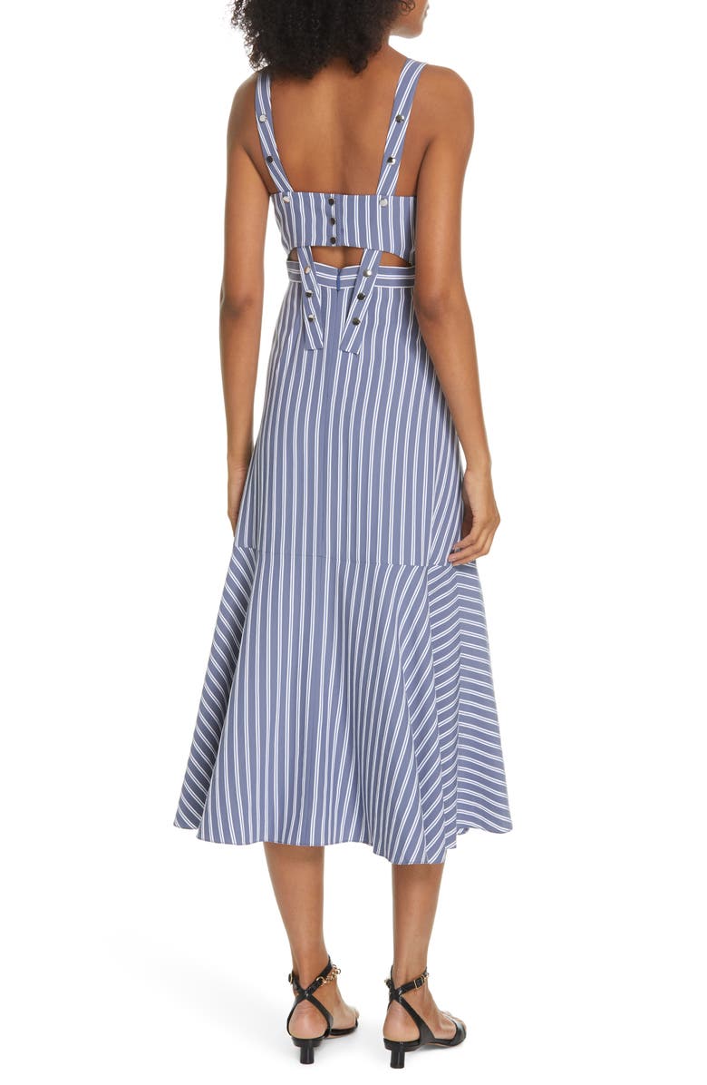 Tibi Stripe Twill Midi Dress, Alternate, color, 