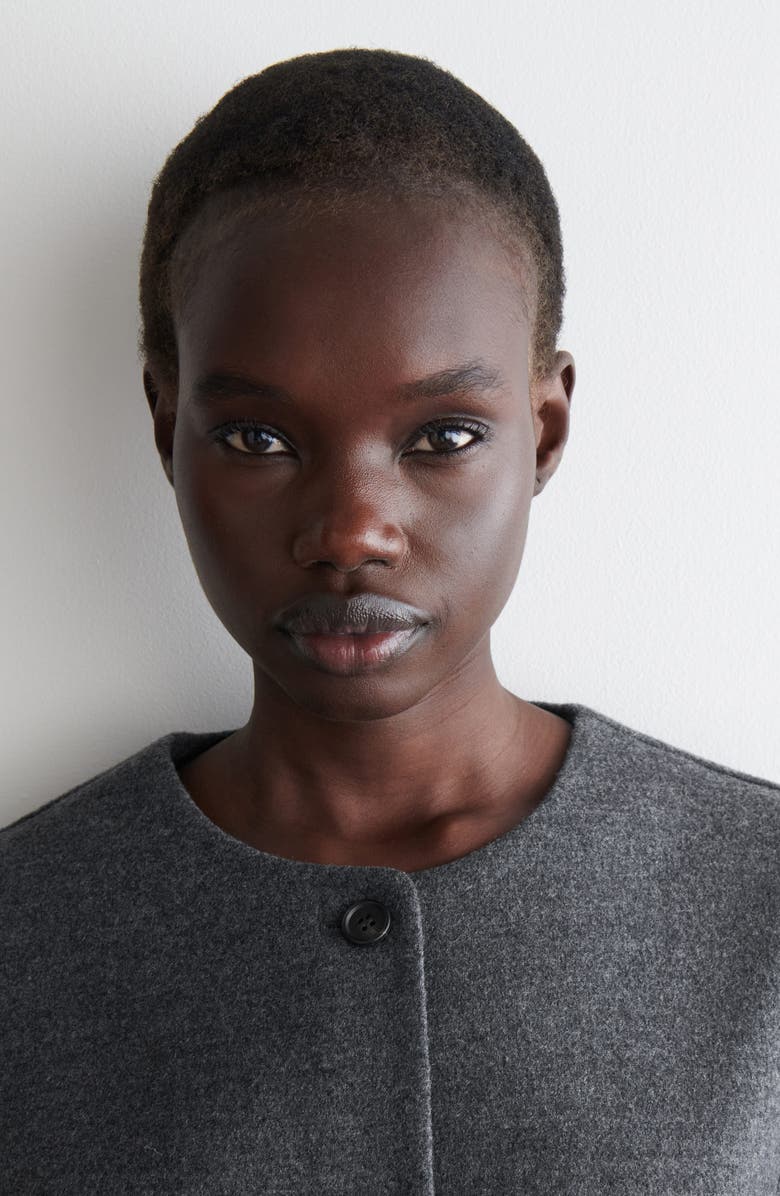 COS Boiled Merino Wool Blend Cardigan, Alternate, color, Grey Dark