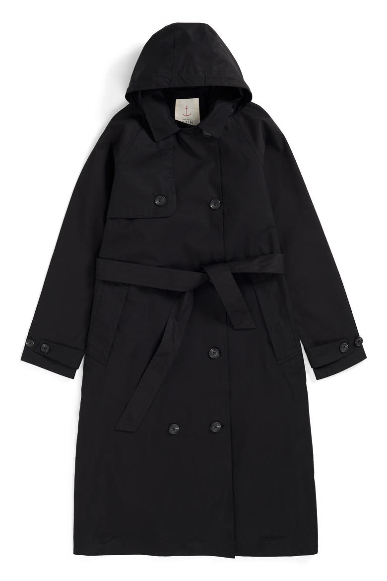 Penweathers Waterproof Organic Cotton Trench Coat, Alternate, color, BLACK