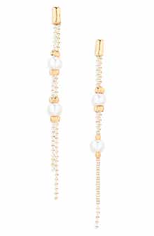 Faux Pearl Linear Drop Earrings