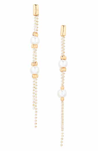 Faux Pearl Linear Drop Earrings