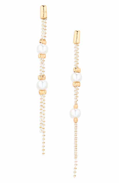 Faux Pearl Linear Drop Earrings