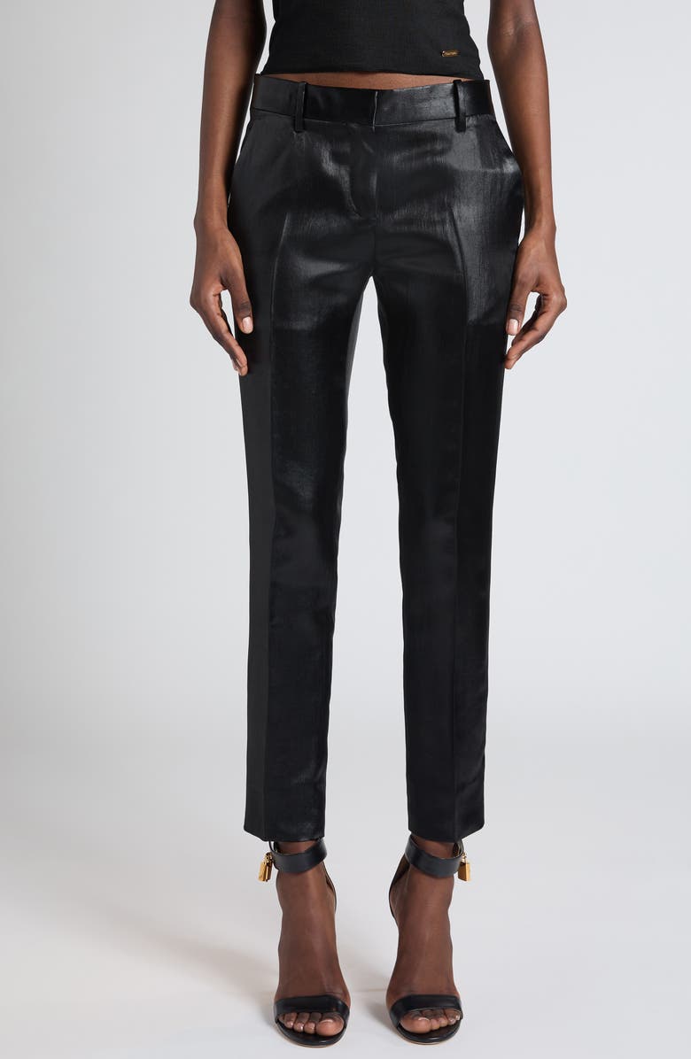 TOM FORD Tailored Liquid Satin Skinny Ankle Pants, Main, color, 
