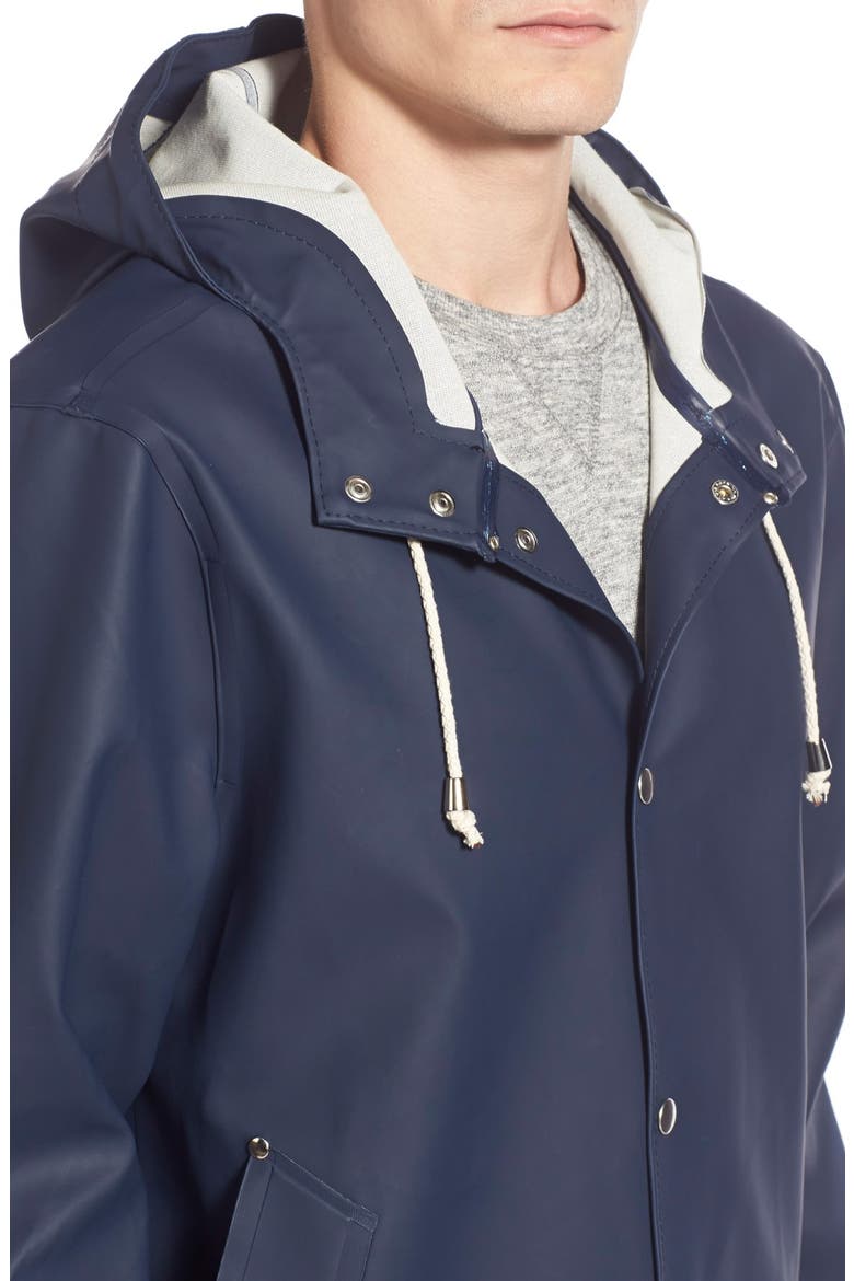 Stockholm Long Sleeve Hooded Raincoat, Alternate, color, NAVY