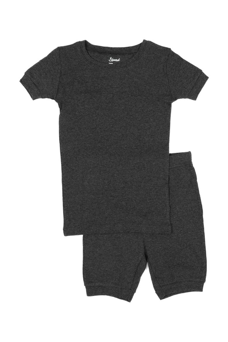 Kids Short Sleeve Cotton Solid Matching Family Pajamas, Main, color, DARK GREY