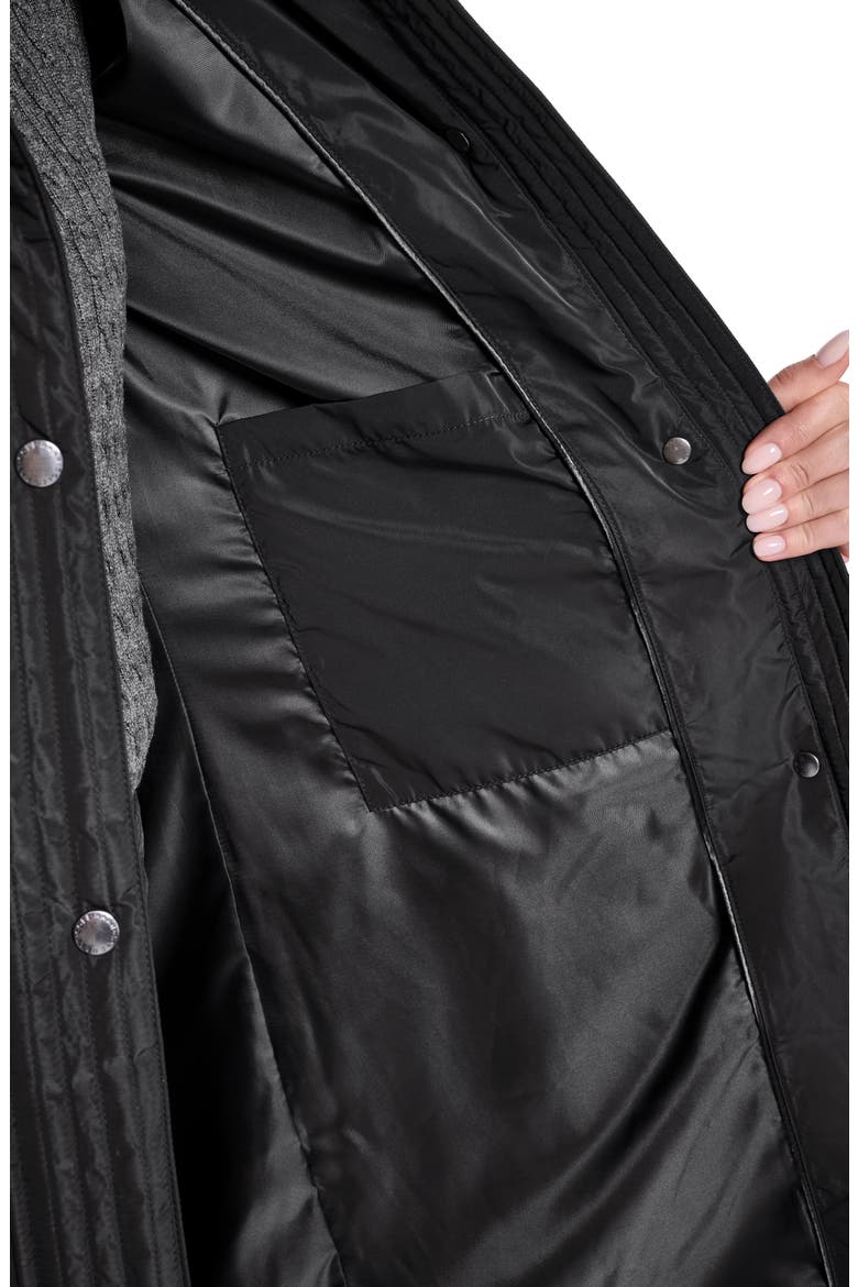 Taffeta Down & Feather Fill Puffer Coat with Stowaway Hood, Alternate, color, BLACK