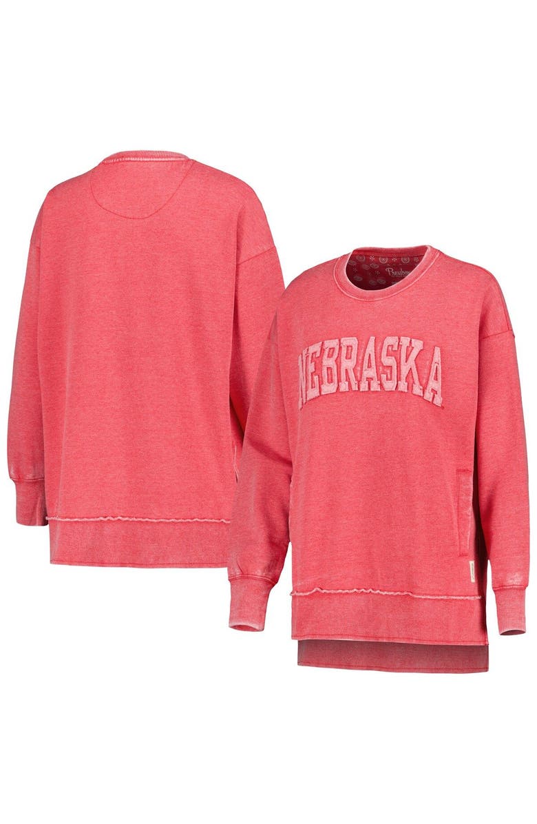 PRESSBOX Women's Pressbox Scarlet Nebraska Huskers Marniville Vintage Wash Pullover Sweatshirt, Main, color, 